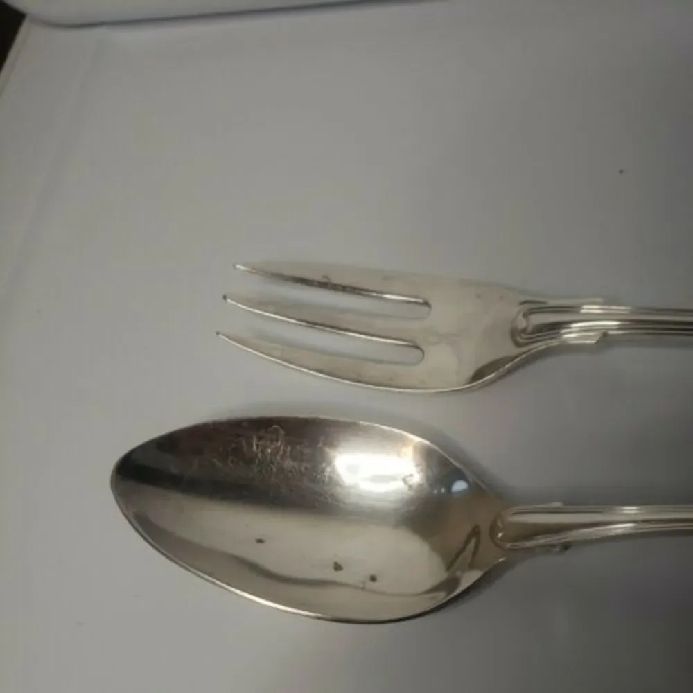 Reed & Barton Kings Serving Spoon And Fork Sterling Plated